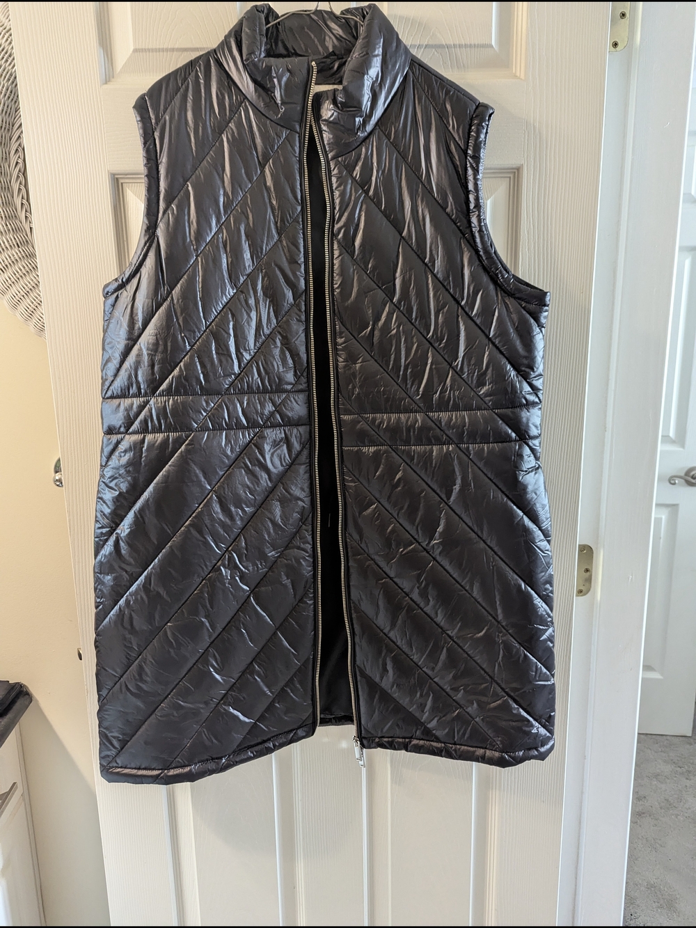 Calvin Klein Quilted Puffer Vest in Metallic Charcoal